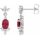 Genuine Ruby Earrings in Sterling Silver Ruby & 3/8 Carat Diamond Earrings