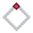 Natural Ruby Pendant in Sterling Silver Ruby & 3/8 Carat Diamond Pendant