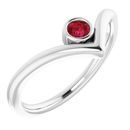 Genuine Ruby Ring in Sterling Silver Ruby Solitaire Bezel-Set 