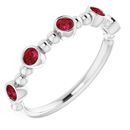 Genuine Ruby Ring in Sterling Silver Ruby Stackable Beaded Ring