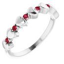 Genuine Ruby Ring in Sterling Silver Ruby Stackable Heart Ring