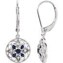 Sterling Silver Sapphire & .07 Carat Diamond Earrings