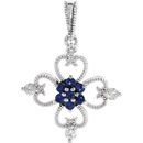 Genuine Sapphire Pendant in Sterling Silver Sapphire & 0.10 Carat Diamond Pendant