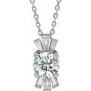 Genuine Sapphire Necklace in Sterling Silver Sapphire & 1/6 Carat Diamond 16-18