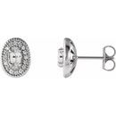 Genuine Sapphire Earrings in Sterling Silver Sapphire & 1/8 Carat Diamond Halo-Style Earrings