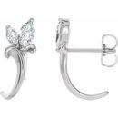 Genuine Sapphire Earrings in Sterling Silver Sapphire Floral-Inspired J-Hoop Earrings