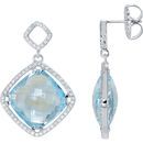 Sterling Silver Sky Blue Topaz & 0.60 Carat Diamond Earrings