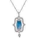 Sterling Silver Swiss Blue Topaz & .02 Carat Diamond 18