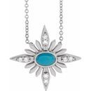 Genuine Turquoise Necklace in Sterling Silver Turquoise & .08 Carat Diamond Celestial 16-18