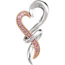 Sterling Silver with Rose Rhodium-Plating Pink Sapphire Heart Pendant