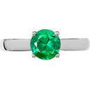 Streamlined & Shop Real 4-Prong Round Solitaire Genuine Low Price on GEM 1 carat 6mm Emerald Engagement Ring - Diamond Accents at Base of Prongs