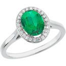 Low Price on 1 carat 7.00 x 5.00 mm GEM Genuine Columbian Emerald set in White Gold Designer Ring for SALE