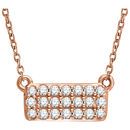 Genuine Diamond Necklace in 14 Karat Rose Gold 1/6 Carat Diamond Rectangle Cluster 16-18