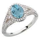 Low Price on Diamond Pave White Gold Ring set with .85ct 7x5mm GEM BLUE Genuine Aquamarine for SALE