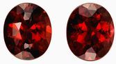 Stunning Earring Gems Red Rhodolite Garnet Gemstone Pair 12.56 carats, Oval Cut, 12 x 10 mm, with AfricaGems Certificate