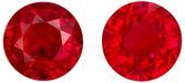 Stunning Earring Gems Ruby Gemstone Pair 1.05 carats, Round Cut, 4.7 mm, with AfricaGems Certificate