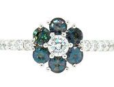 Low Price on Genuine AAA Grade 0.65cts 3mm Alexandrite & Diamond Cluster Ring in 18 kt White Gold