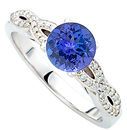 Low Price on Twisted Diamond Studded Shank Genuine 1 CARAT 6mm Tanzanite & Gold Ring for SALE