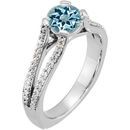 Stylish Split Shank 4-Prong GEM Grade 1ct 6mm Aquamarine Gemstone Engagement Ring - Diamond Accents Along Bands