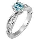 Style in 1 carat 6mm Aquamarine Solitaire Engagement Ring - Dazzling Diamond Accents