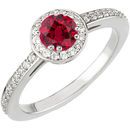 The Perfect Red Red Genuine Low Price on .76ct 4.5mm Ruby & Diamond Engagement Ring in White Gold for SALE