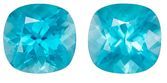 Top Earring Gems Blue Zircon Gemstone Pair, 17.94 carats, Cushion Cut, 11.4 x 10.8 mm Size, AfricaGems Certified