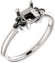 Triple Side Accent Ring Mounting For Square Gemstone Size 5mm to 10mm