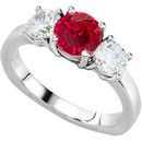 Serious GEM Large 1.50 carat Genuine 6.5mm Ruby & 1ct tw Diamond 3-Stone Engagement Ring - Low Price on Choice!