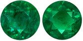 Highly Requested Emerald Gemstone Matched Pair in Round Cut, 0.85 carats, Medium Rich Green, 5.2 mm