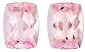 Unset Pink Morganite Gemstones, Cushion Cut, 7.06 carats, 10.8 x 8.3 mm Matching Pair, AfricaGems Certified - A Great Deal