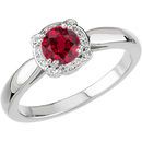 Unusual 8 Prong Diamond Ring set with Low Price on .76ct 5mm Round cut Ruby-Super GEM Ruby Stone for SALE
