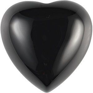 Cabochon Heart Genuine Black Onyx in Grade AAA