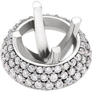 Exquisite Diamond Accented Halo Style Partially Set Jewelry Finding for Round Gemstones Size 5.20mm  6.50mm