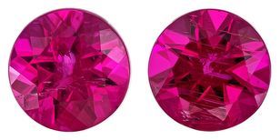 Natural Gem Rubellite Tourmaline Loose Gemstones, 0.5 carats in Round Cut, 4 mm in a Matching Pair