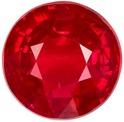 Very Desirable Ruby Genuine Loose Gemstone in Round Cut, 0.98 carats, Intense Open Rich Red, 5.8 mm