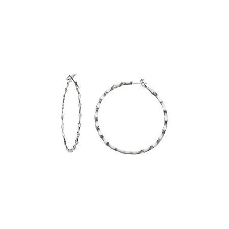 White Diamond Earrings in 14 Karat White Gold 0.20 Carat Diamond Inside/Outside Hoop Earrings