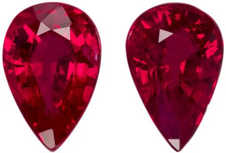 Super Fine Matched Ruby Pair Natural Gemstones 1.13 carat, Pear Cut, 6.1 x 4.1  mm