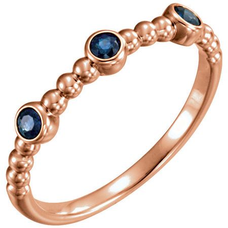 14 Karat Rose Gold Blue Sapphire Beaded Ring