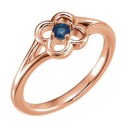 Shop 14 Karat Rose Gold Blue Sapphire Flower Youth Ring