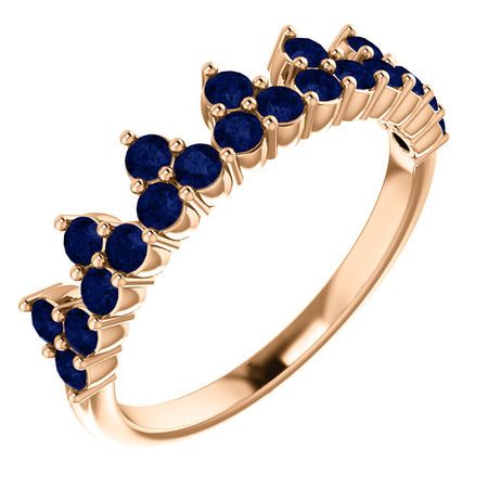 Buy 14 Karat Rose Gold Genuine Chatham Blue Sapphire Crown Ring