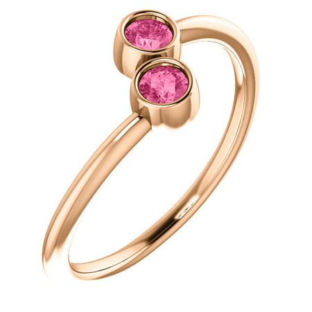14 Karat Rose Gold Pink Tourmaline Two-Stone Ring