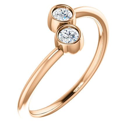 Genuine Sapphire Ring in 14 Karat Rose Gold White SapphireTwo-Stone Ring