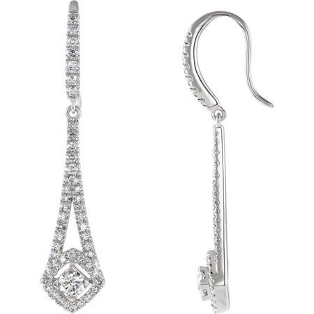 White Diamond Earrings in 14 Karat White Gold 0.75 Carat Diamond Chandelier Earrings