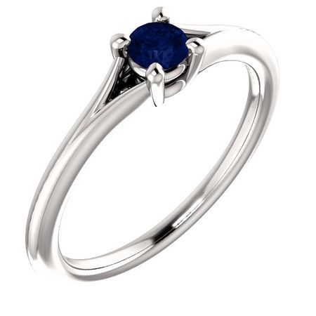 14 Karat White Gold Blue Sapphire Youth Ring