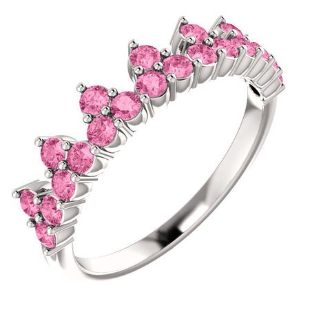 14 Karat White Gold Pink Sapphire Crown Ring