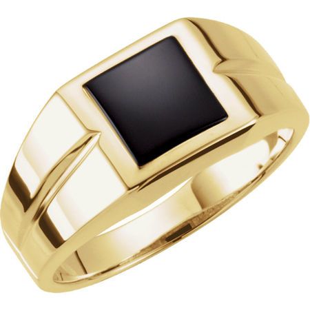 Beautiful 14 Karat Yellow Gold 8mm Square Onyx Ring