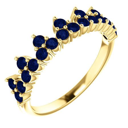 Shop 14 Karat Yellow Gold Genuine Chatham Blue Sapphire Crown Ring