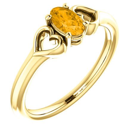 14 Karat Yellow Gold Citrine Youth Heart Ring