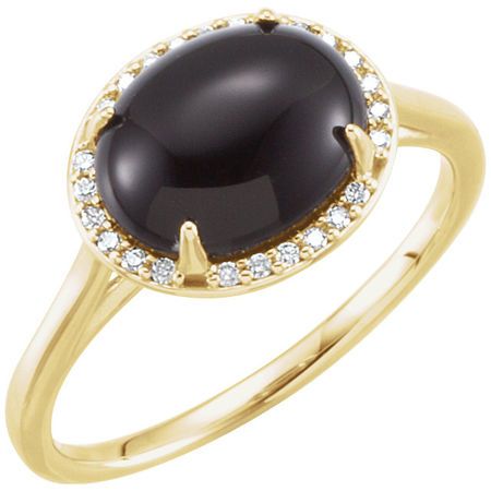 Buy 14 Karat Yellow Gold Onyx & .06 Carat Diamond Ring