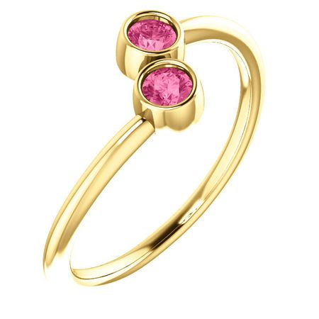 14 Karat Yellow Gold Pink Tourmaline Two-Stone Ring